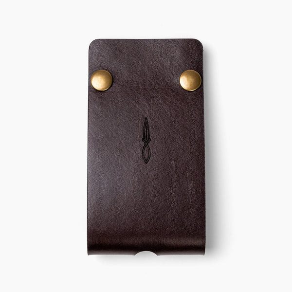 Leather fly wallet for fly fishing front closed