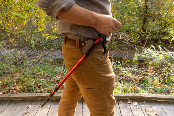 Carrying a trekking pole in a Daggerfish Snap Sling