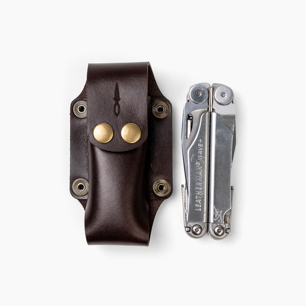 Universal Knife Sheath leather vertical and horizontal knife sheath for pocket knives standard size with Leatherman Wave+